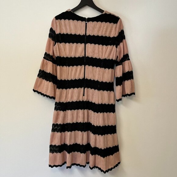 Taylor Pleated Lace Pink & Black Midi Dress - Size 14 - Picture 8 of 13